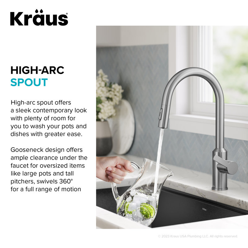 KRAUS Oletto Touchless Sensor PullDown Single Handle Kitchen Faucet